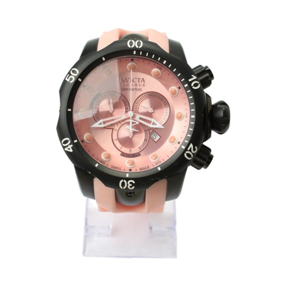 Invicta Mens Stainless Steel Pink Reserve Venom 11974 Quartz Watch 53.7mm